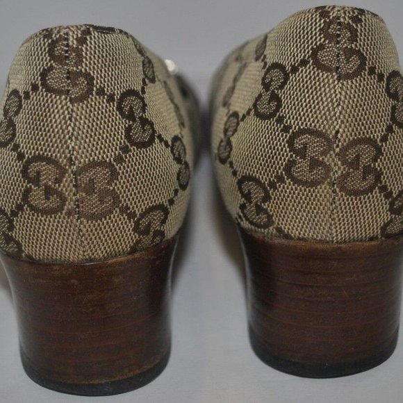 Gucci Horsebit Classic Logo Block Heel Pump Size 8 8B Preowned - Picture 4 of 9